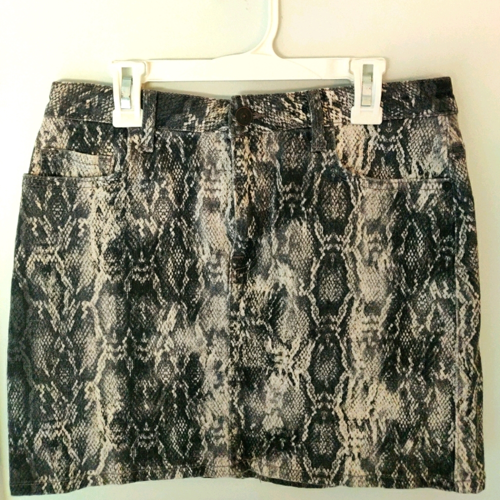 Zara Snake Print Denim Skirt